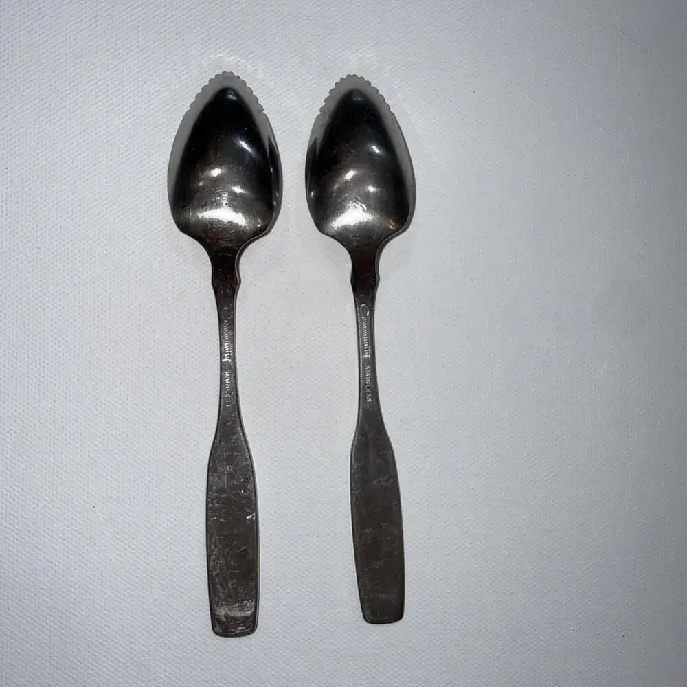 Vtg Oneida‎ Community Stainless Patrick Henry Grapefruit Spoons 3 Serrated Edge